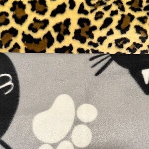 Leopard and Cat Print fleece fabric